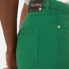 コットンとリネンの5ポケットパンツ、グリーン コットンとリネンの5ポケットパンツ、グリーン