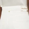 コットンとリネンの5ポケットパンツ、ホワイト