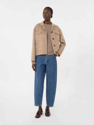 パッチディテールのウール＆カシミアセーター、キャメル