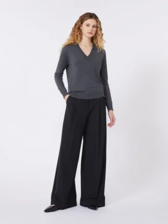 ウール＆カシミアセーター、ダークグレー