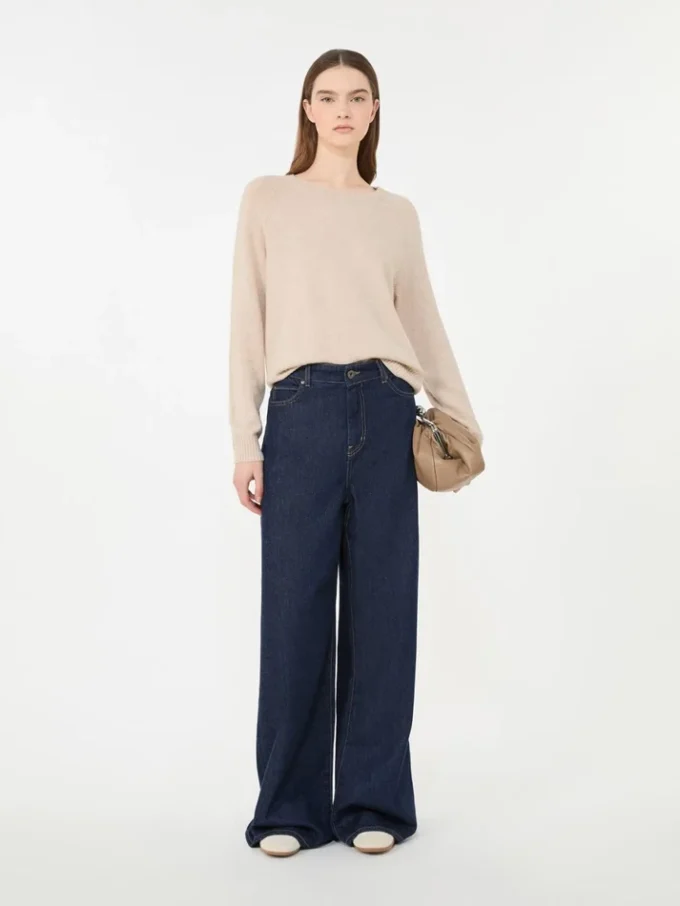 カシミア クルーネックセーター、サンド カシミア クルーネックセーター、サンド