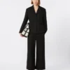 ストレッチコットン&リネンパンツ、ブラック ストレッチコットン&リネンパンツ、ブラック