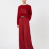 オーバーサイズのウール＆カシミアセーター、ダークレッド