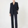 ウールクレープのジレ、ネイビー ウールクレープのジレ、ネイビー