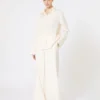 スカバジャージー素材のパンツ、アイボリー