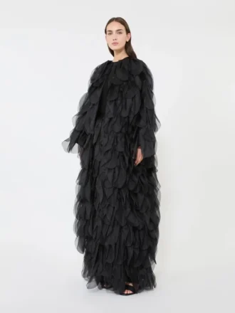 n a 1 634 330x440 - シルクオーガンザの花びらをあしらったロングスカート、ブラック