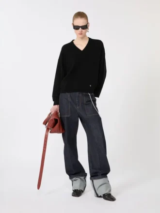ゆったりフィットのウール＆カシミアセーター、ブラック