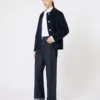 ショートウール&カシミアジャケット、ミッドナイトブルー ショートウール&カシミアジャケット、ミッドナイトブルー