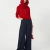 ウール＆カシミア カーディガン、レッド