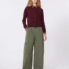 ウール＆カシミア カーディガン、ボルドー