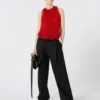 クリスタルをあしらったメッシュトップ、レッド クリスタルをあしらったメッシュトップ、レッド