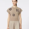 ウール&カシミアのクロップドセーター、サンド ウール&カシミアのクロップドセーター、サンド