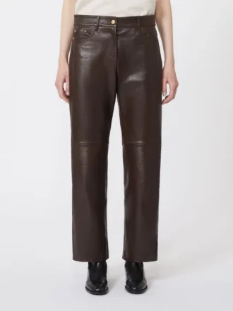 ナッパレザーのパンツ、ダークブラウン