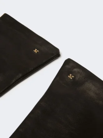 ロングナッパレザーグローブ、ブラック