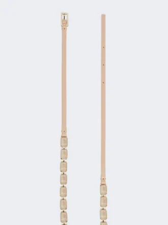 ジュエル付きナッパレザーベルト、パウダー
