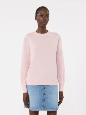 ウール＆カシミアのベーシックセーター、ピンク