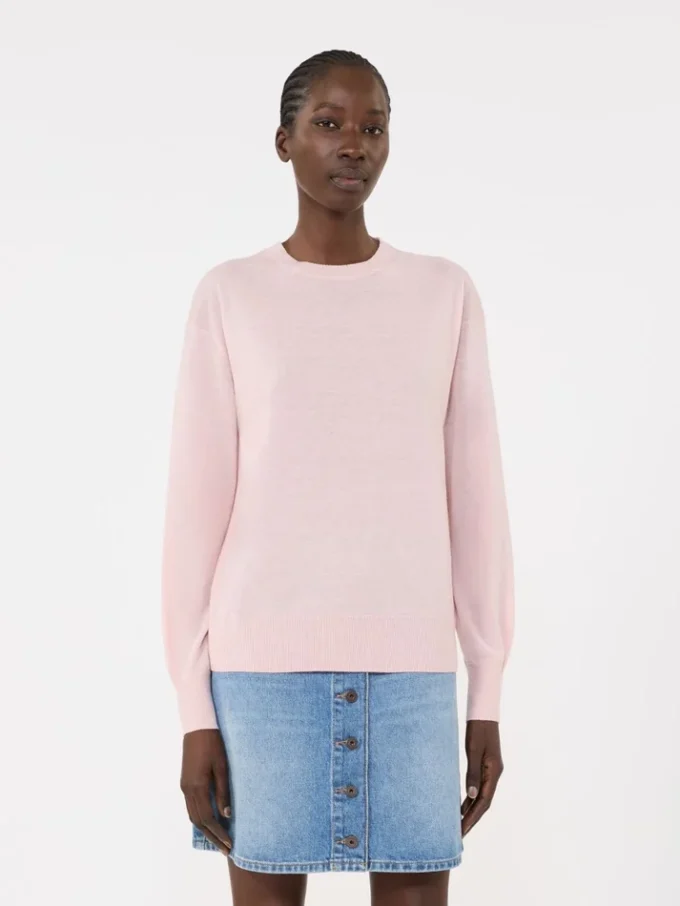 ウール&カシミアのベーシックセーター、ピンク ウール&カシミアのベーシックセーター、ピンク