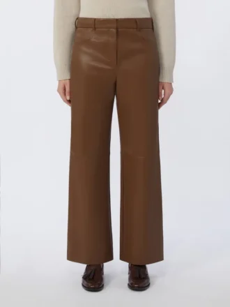 コーティング加工のパンツ、タバコ色