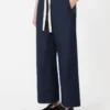 コットン製ドローストリングパンツ、ミッドナイトブルー