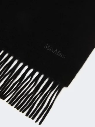 カシミア ロゴ ストール、ブラック