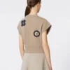 ウール&カシミアのクロップドセーター、サンド ウール&カシミアのクロップドセーター、サンド