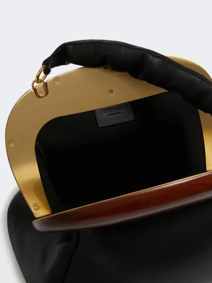 ミディアムサイズのレザー製ブーババッグ、ブラック ミディアムサイズのレザー製ブーババッグ、ブラック