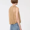 クリスタル付きメッシュトップ、キャメル クリスタル付きメッシュトップ、キャメル