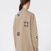 ロングウール&カシミアカーディガン、サンド ロングウール&カシミアカーディガン、サンド
