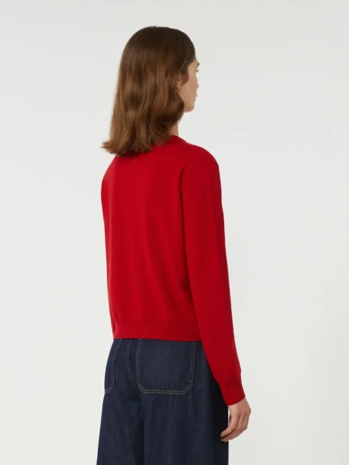 ウール＆カシミア カーディガン、レッド