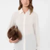 シルク・クレープ・ド・シャン シャツ、アイボリー