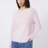 カシミヤのクルーネックセーター、ピンク
