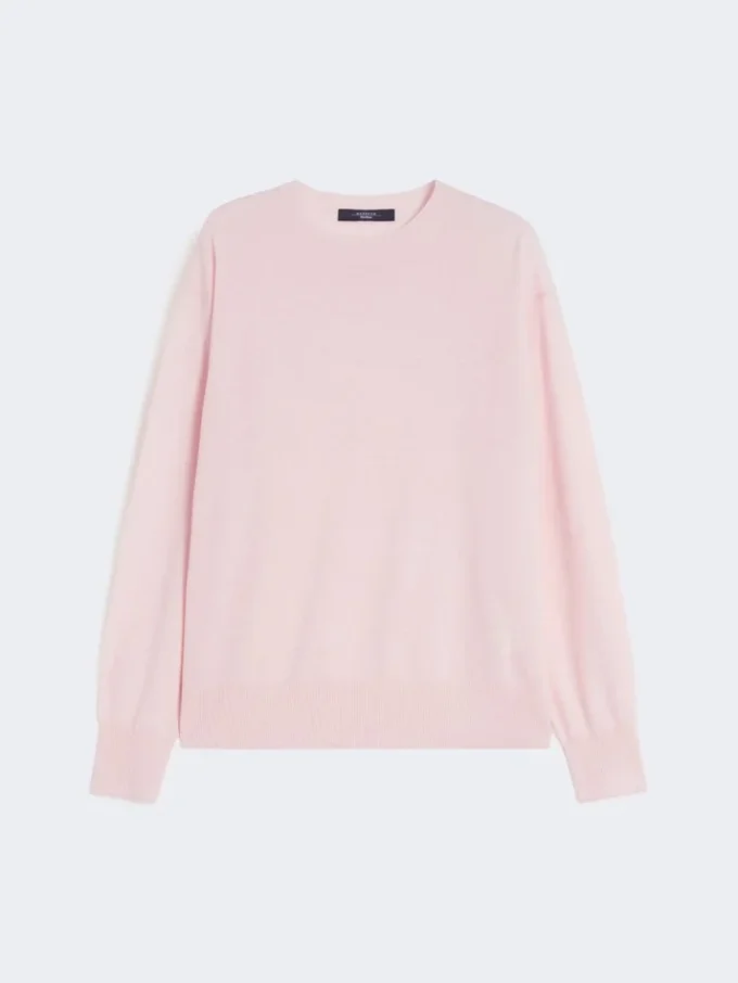 ウール&カシミアのベーシックセーター、ピンク ウール&カシミアのベーシックセーター、ピンク