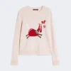 インレイディテール カシミアセーター、サンド