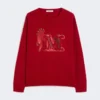 オーバーサイズのウール＆カシミアセーター、ダークレッド