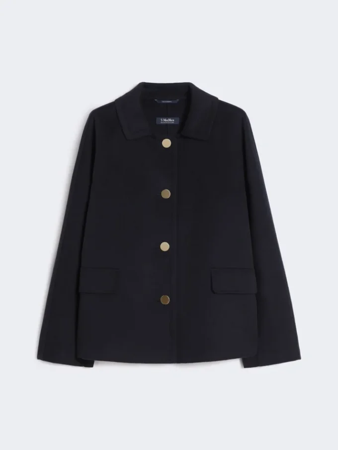 ショートウール&カシミアジャケット、ミッドナイトブルー ショートウール&カシミアジャケット、ミッドナイトブルー