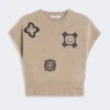 ウール&カシミアのクロップドセーター、サンド ウール&カシミアのクロップドセーター、サンド