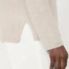 リブ編みのカシミヤセーター、ベージュ リブ編みのカシミヤセーター、ベージュ