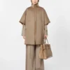 大型カシミア＆レザーハンドバッグ、ブラウン