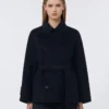 ダブルブレストのPure Woolクロップドコート、ミッドナイトブルー ダブルブレストのPure Woolクロップドコート、ミッドナイトブルー