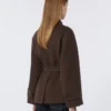 ダブルブレストのPure Woolクロップドコート、チョコレート色 ダブルブレストのPure Woolクロップドコート、チョコレート色