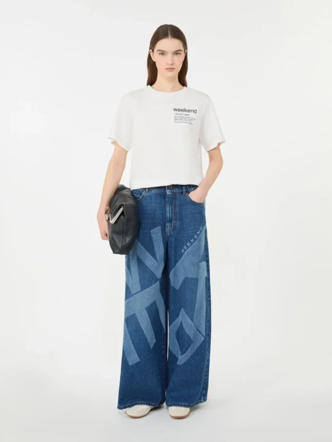 グラフィックプリント入りコットンTシャツ、ホワイト グラフィックプリント入りコットンTシャツ、ホワイト