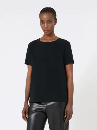 サテンTシャツ、ブラック サテンTシャツ、ブラック