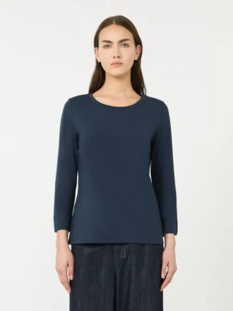 コットンニットTシャツ、ウルトラマリン コットンニットTシャツ、ウルトラマリン