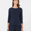 ストレッチコットンTシャツ、ネイビー ストレッチコットンTシャツ、ネイビー