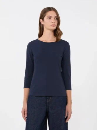 ストレッチコットンTシャツ、ネイビー