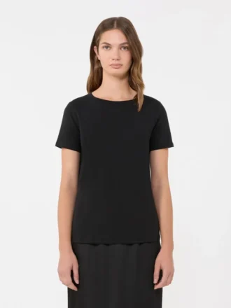 ベーシックなコットンジャージーTシャツ、ブラック