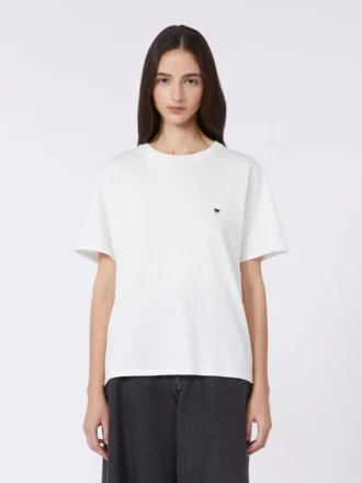 コットン製ベーシックTシャツ、オプティカルホワイト