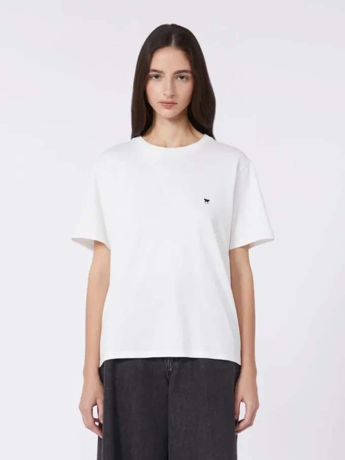コットン製ベーシックTシャツ、オプティカルホワイト コットン製ベーシックTシャツ、オプティカルホワイト
