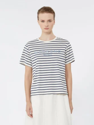 グラフィック入りジャージーTシャツ、ネイビー