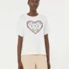 グラフィックプリント入りコットンTシャツ、ホワイト グラフィックプリント入りコットンTシャツ、ホワイト
